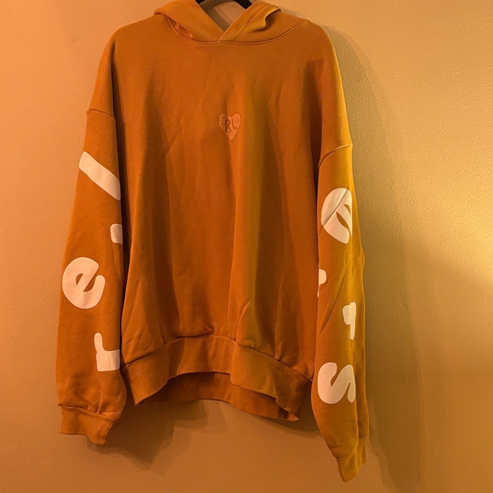 Orange Hoodie with White Lettering